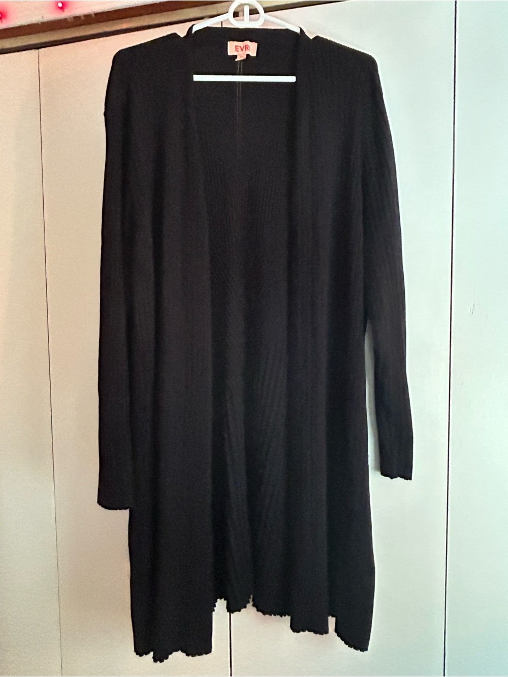 EVRI Black Open-Front Long Cardigan